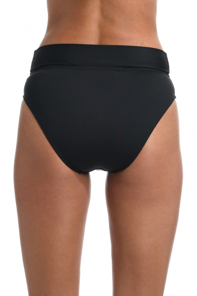 Island Goddess Crossover High Waist Bikini Bottoms, Alternate, color, BLACK