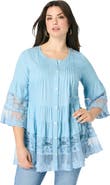 Roaman's Lace Illusion Blouse
