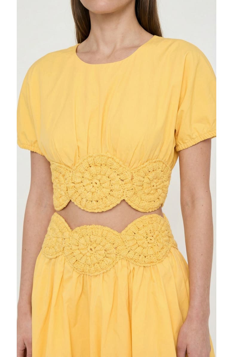 Elexiay Amara Crochet Cotton Top, Alternate, color, Yellow