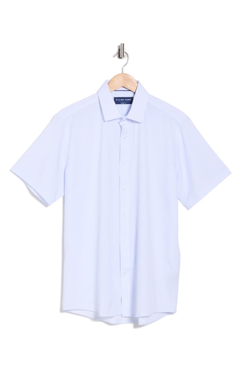 DYLAN PARK Slim Fit Perfect Stretch Long Sleeve Button Down Shirt, Main, color, White Geo