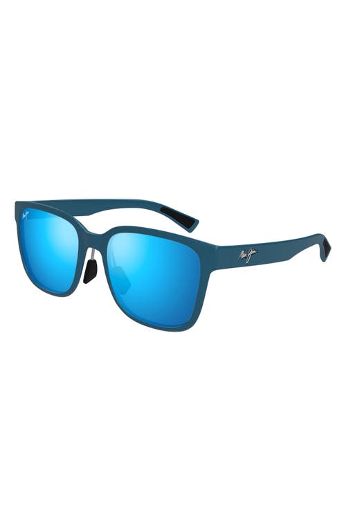 Maui Jim Paulele Af 57mm Polarizedplus2® Round Sunglasses In Blue/blue Hawaii