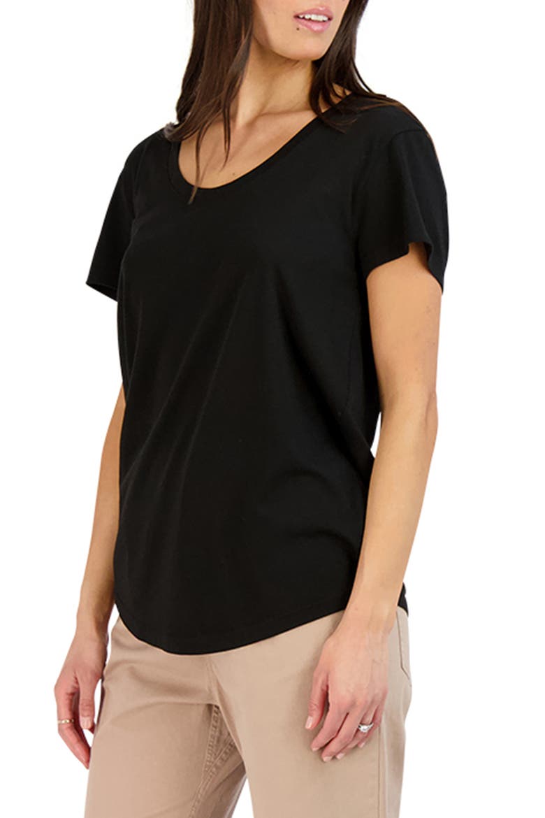 Scoop Neck T-Shirt, Alternate, color, BLACK