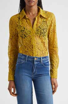 L'AGENCE Maia Lace Button-Up Shirt