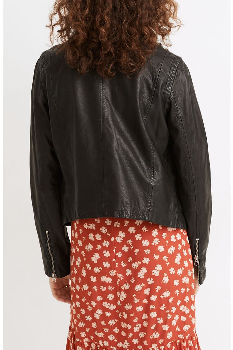 Washed Leather Moto Jacket, Alternate, color, TRUE BLACK
