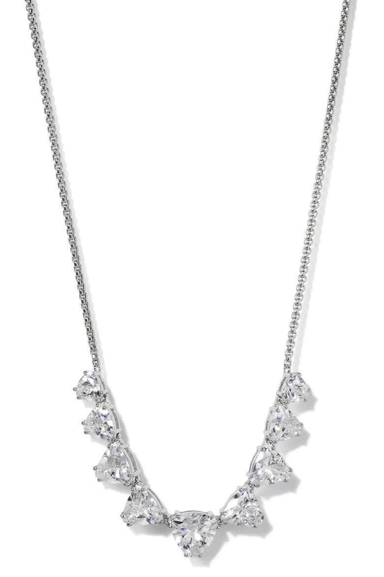 Luxor Cubic Zirconia Frontal Necklace, Main, color, RHODIUM
