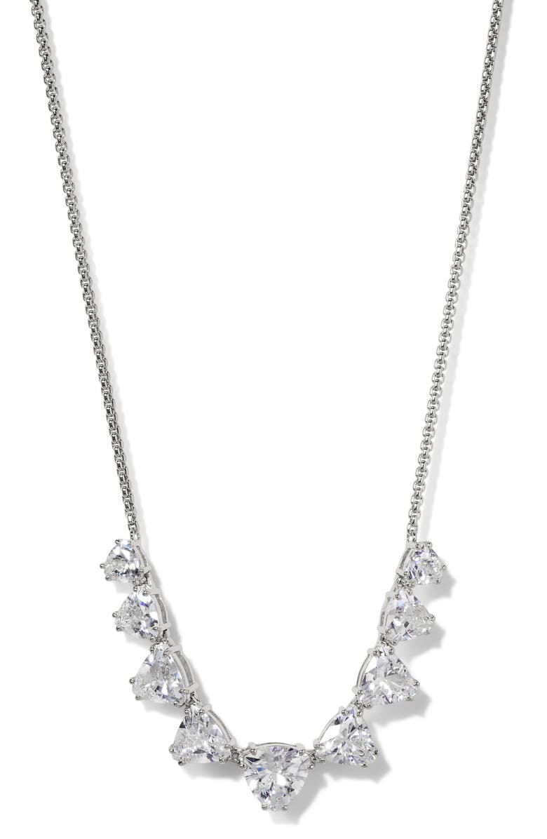 Nadri Luxor Cubic Zirconia Frontal Necklace, Main, color, Rhodium