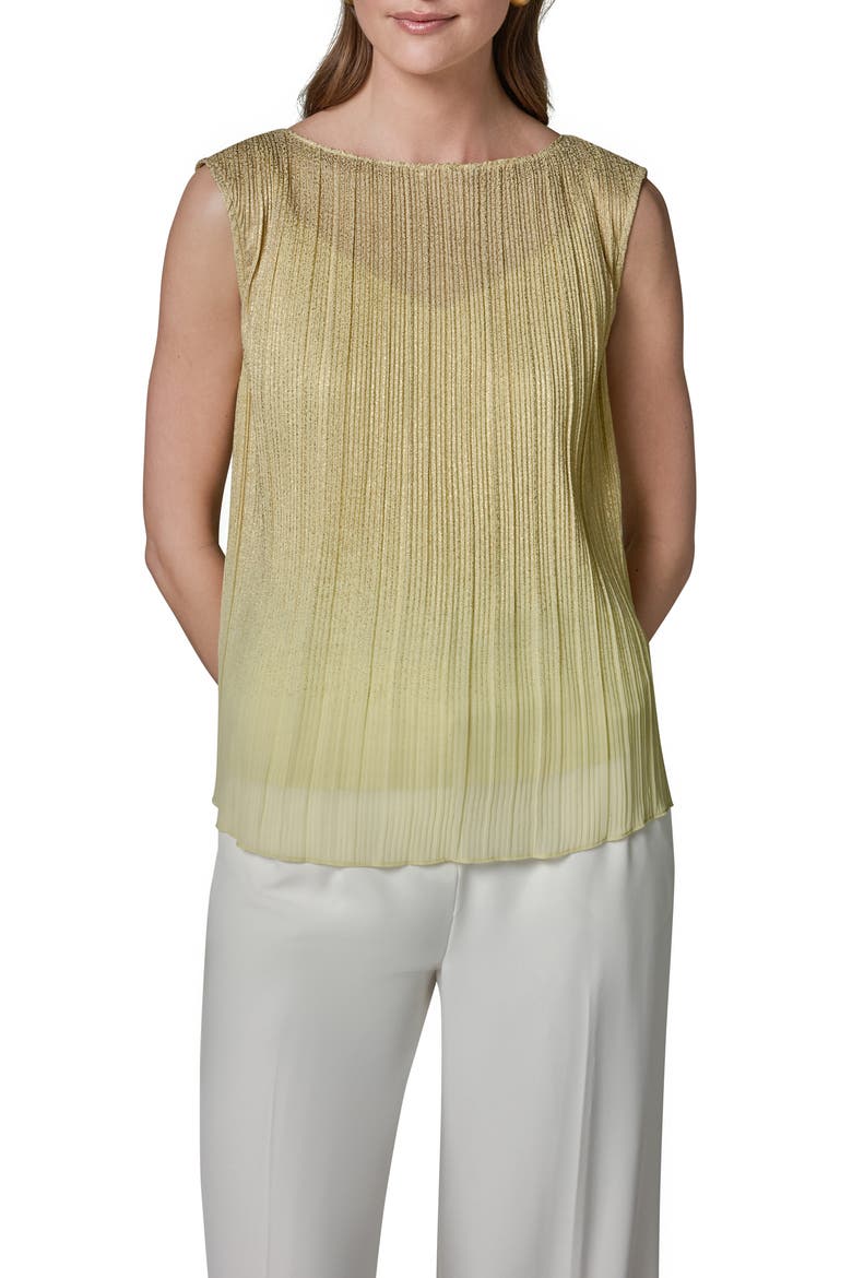 Metallic Plissé Top, Main, color, CITRUS/ GOLD