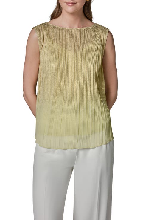 Metallic Plissé Top