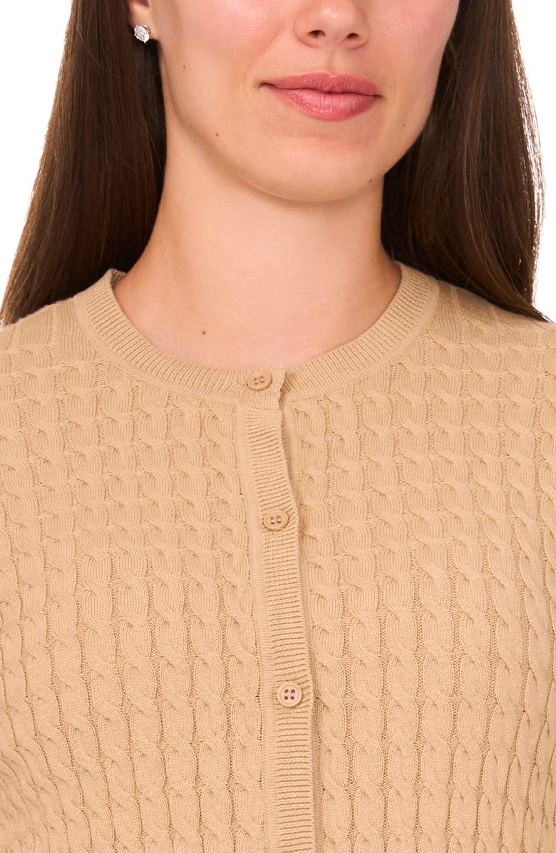 Halogen<sup>®</sup> Cable Stitch Cotton Cardigan, Alternate, color, Nomad Camel