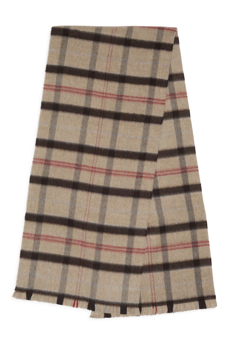 Exploded Plaid Merino Wool Scarf, Alternate, color, CAMEL