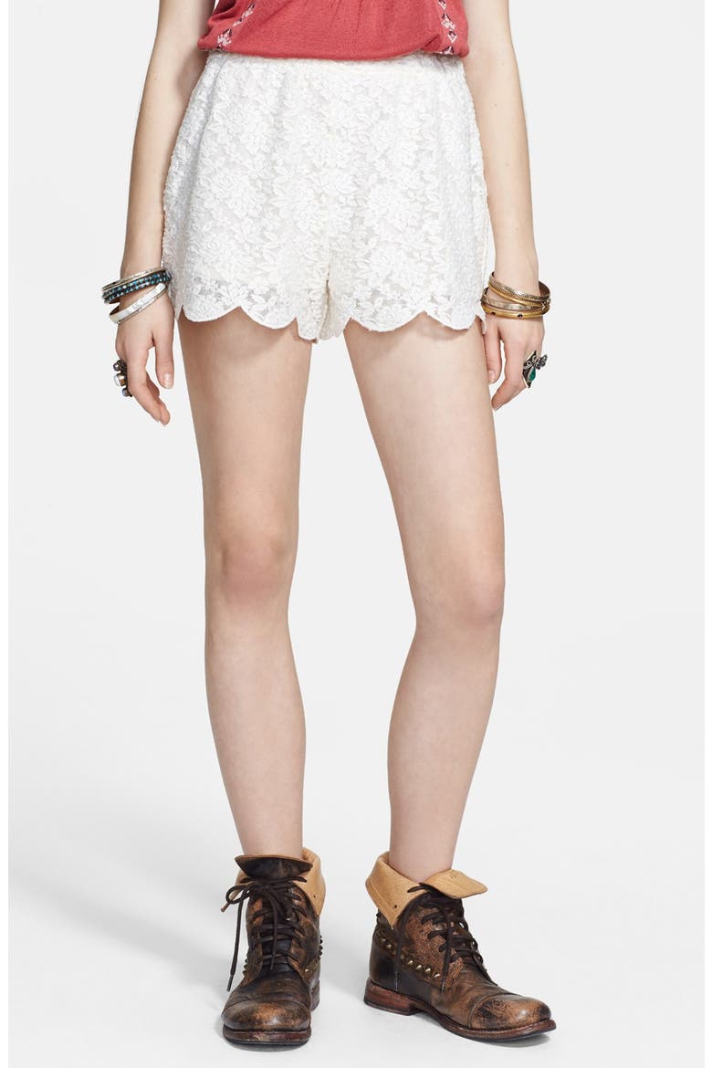 Scalloped Lace Shorts, Main, color, IVORY