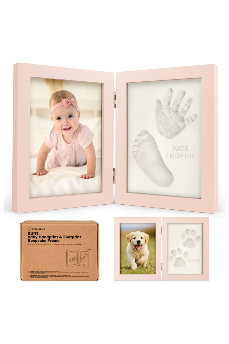 Rune Hand & Footprint Keepsake Frame, Main, color, Petal Pink