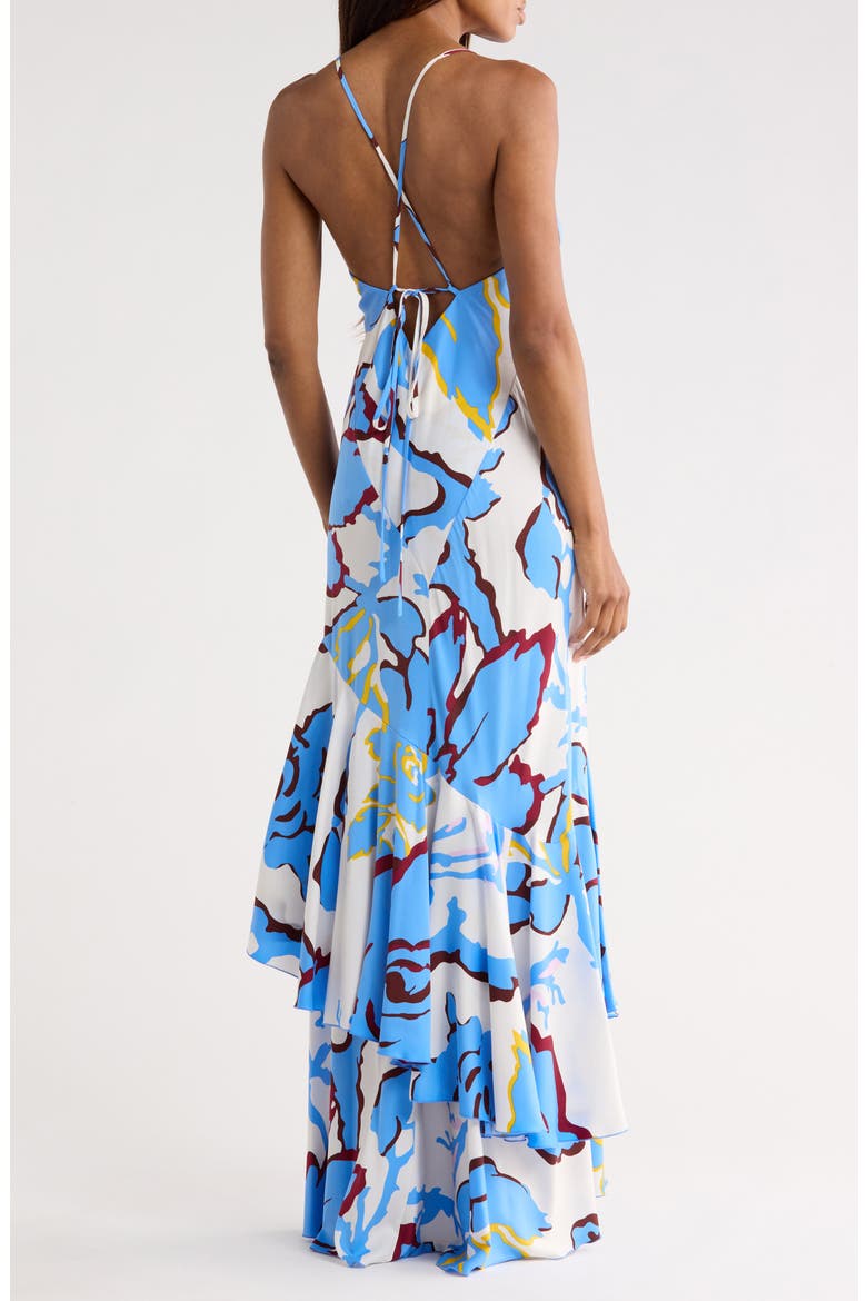 Luisa Floral Ruffle Hem Silk Blend Slipdress, Alternate, color, CHINA VINE LARGE WHITE