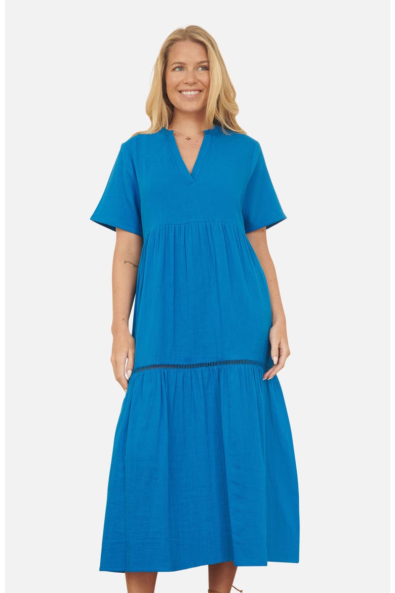 Cotton Kaftan Midi Dress, Alternate, color, Blue