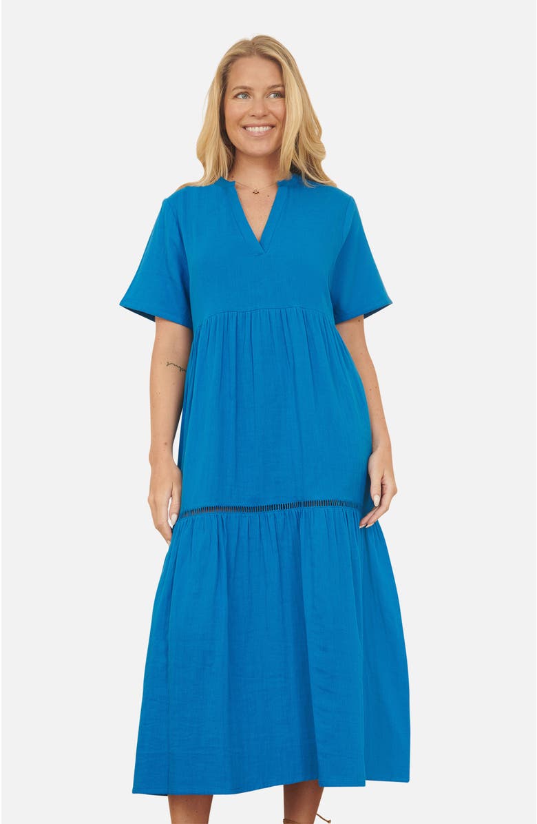 Yumi Cotton Kaftan Midi Dress, Alternate, color, Blue