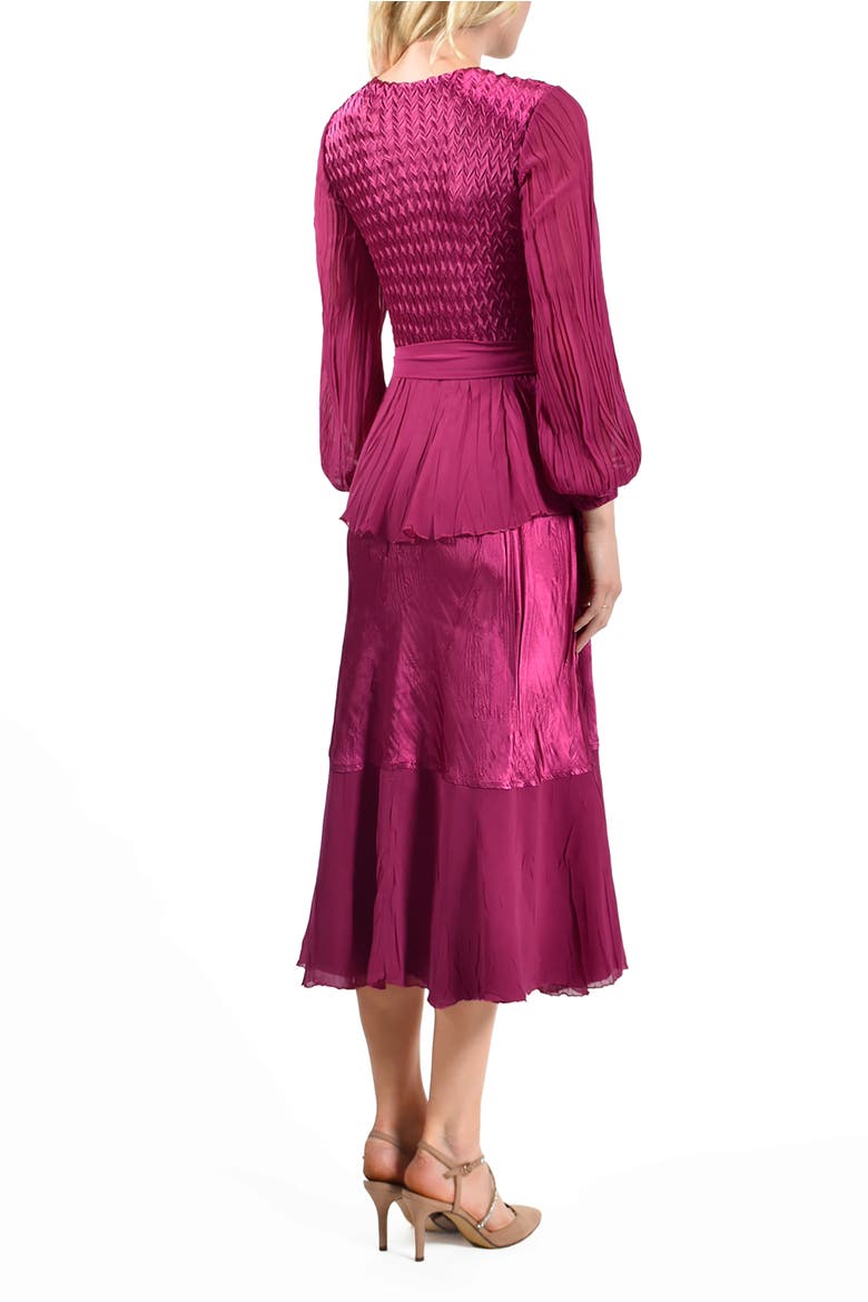 Long Sleeve Peplum Dress, Alternate, color, Magenta