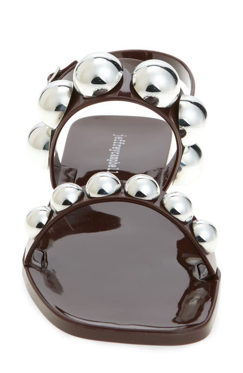 Jeffrey Campbell Gum Drop Studded Jelly Sandals In Brown Silver