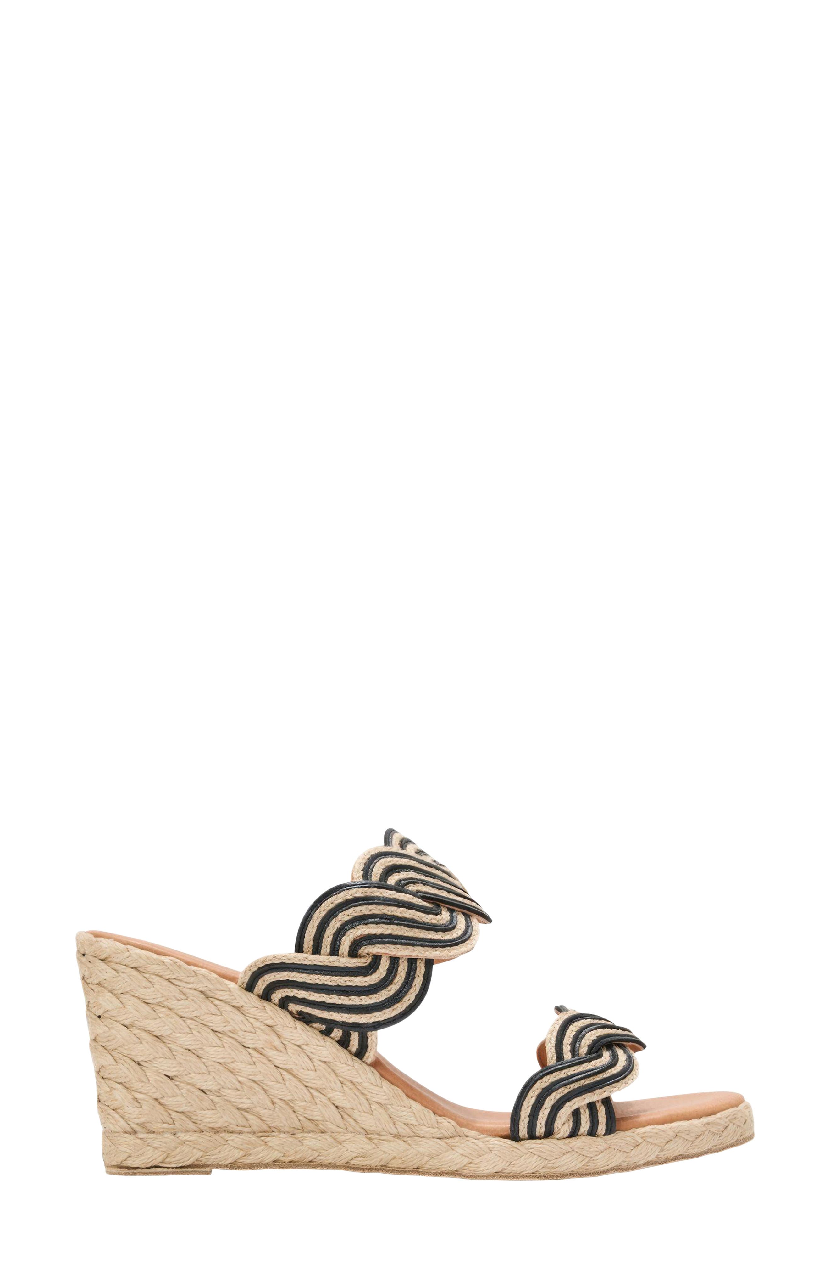André Assous Nolita Twist Wedge Slide Sandal, Alternate, color, Natural/ Black
