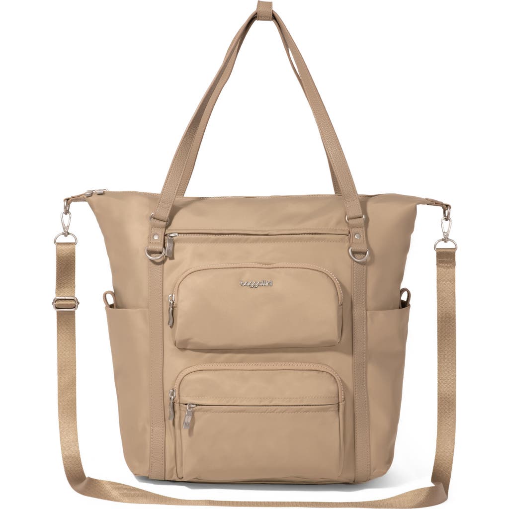 Baggallini Nolita Convertible Backpack In Taupe Twill