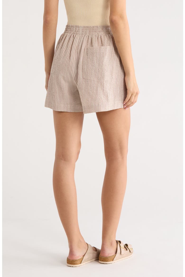 Darina Stripe Stretch Cotton Seersucker Shorts, Alternate, color, BIRCH TAUPE STRIPE