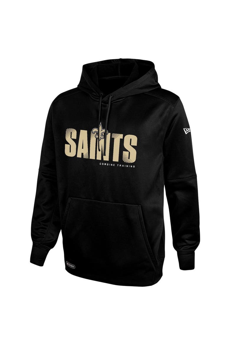 Men's New Era Black New Orleans Saints Combine Authentic Hard Hash Pullover Hoodie, Main, color, Black