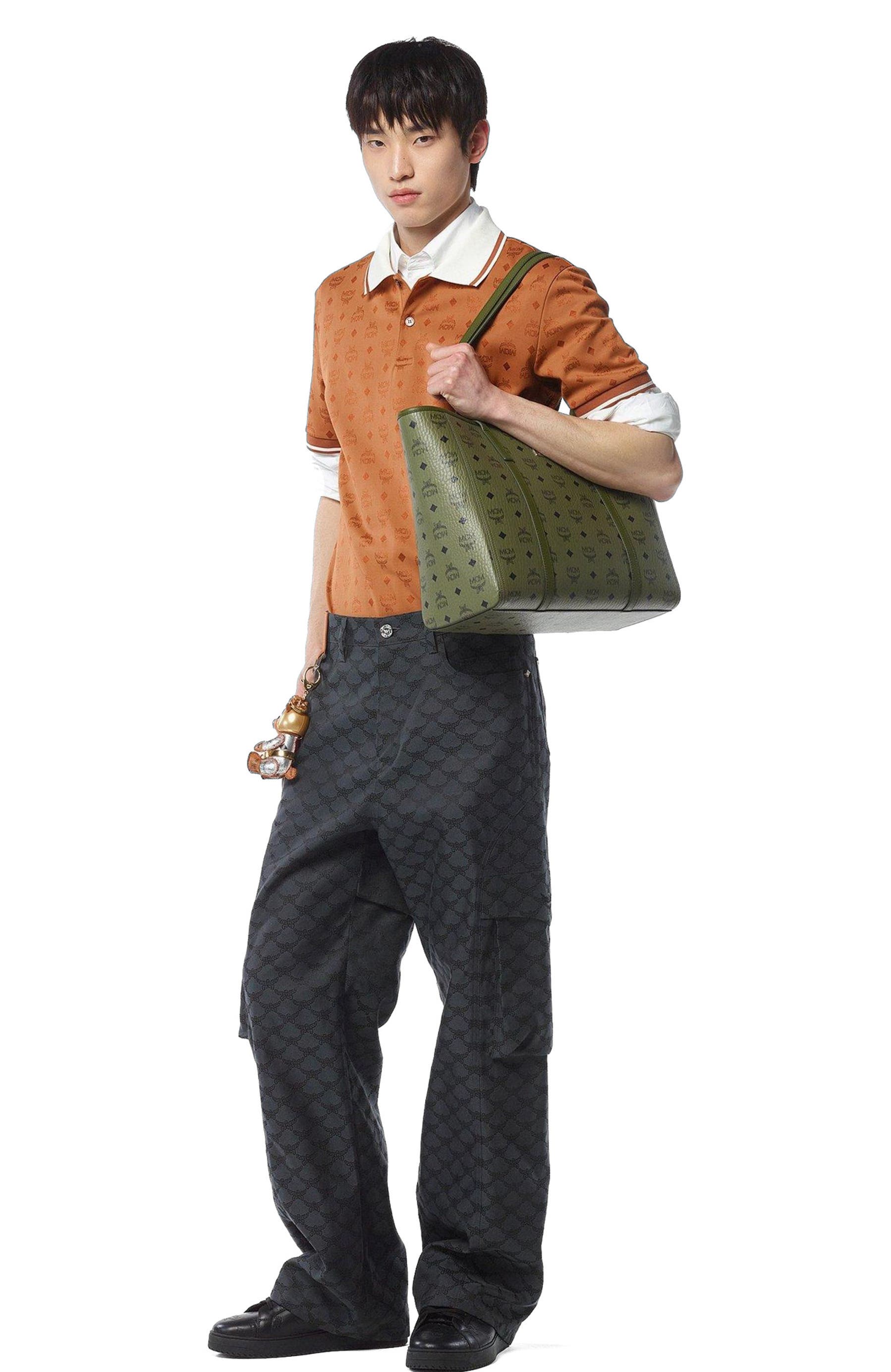 MCM Medium Toni Top-Zip Shopper in Visetos, Alternate, color, Green