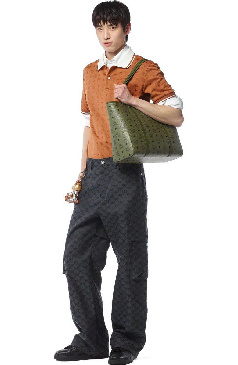 MCM Medium Toni Top-Zip Shopper in Visetos, Alternate, color, Green