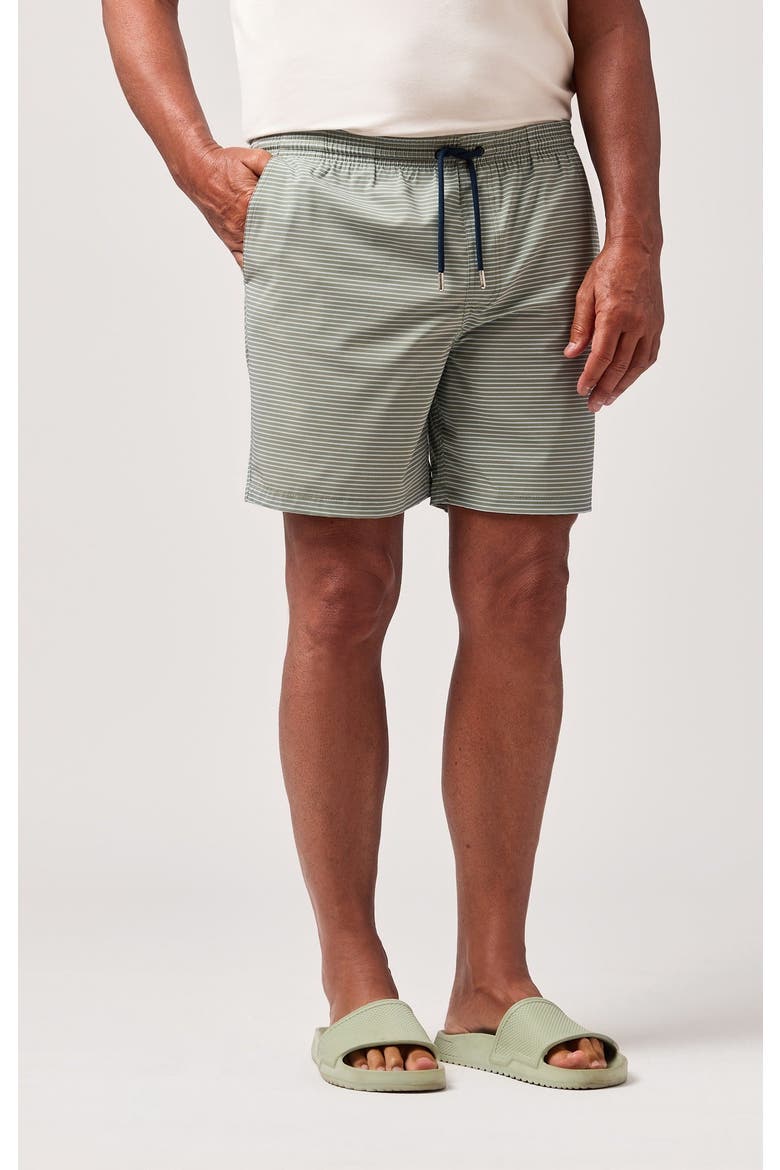 Horizontal Striped Swim Trunk, Alternate, color, Olive