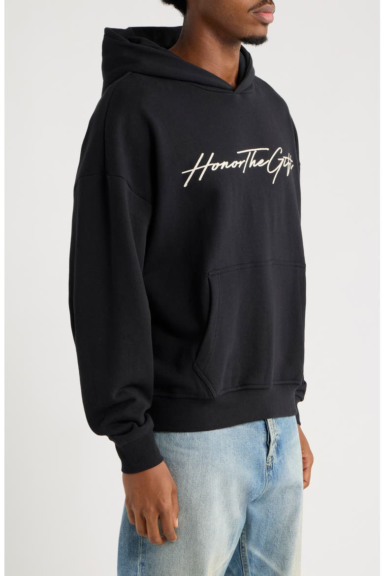 Script Cotton Graphic Hoodie, Alternate, color, BLACK