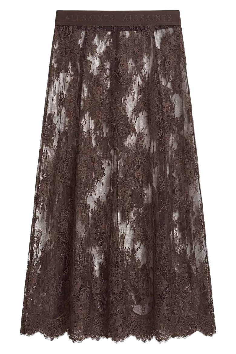 Arran Sheer Lace Maxi Skirt, Alternate, color, BITTER BROWN