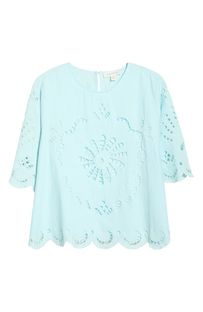 Treasure & Bond Cutout Linen Blend Top, Alternate, color, Blue Glow