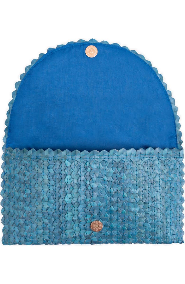 Jelavu Coco Seashell Trim Raffia Clutch, Alternate, color, Turquoise