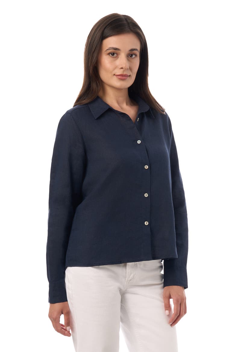 Long Sleeve Linen Shirt, Alternate, color, Marine