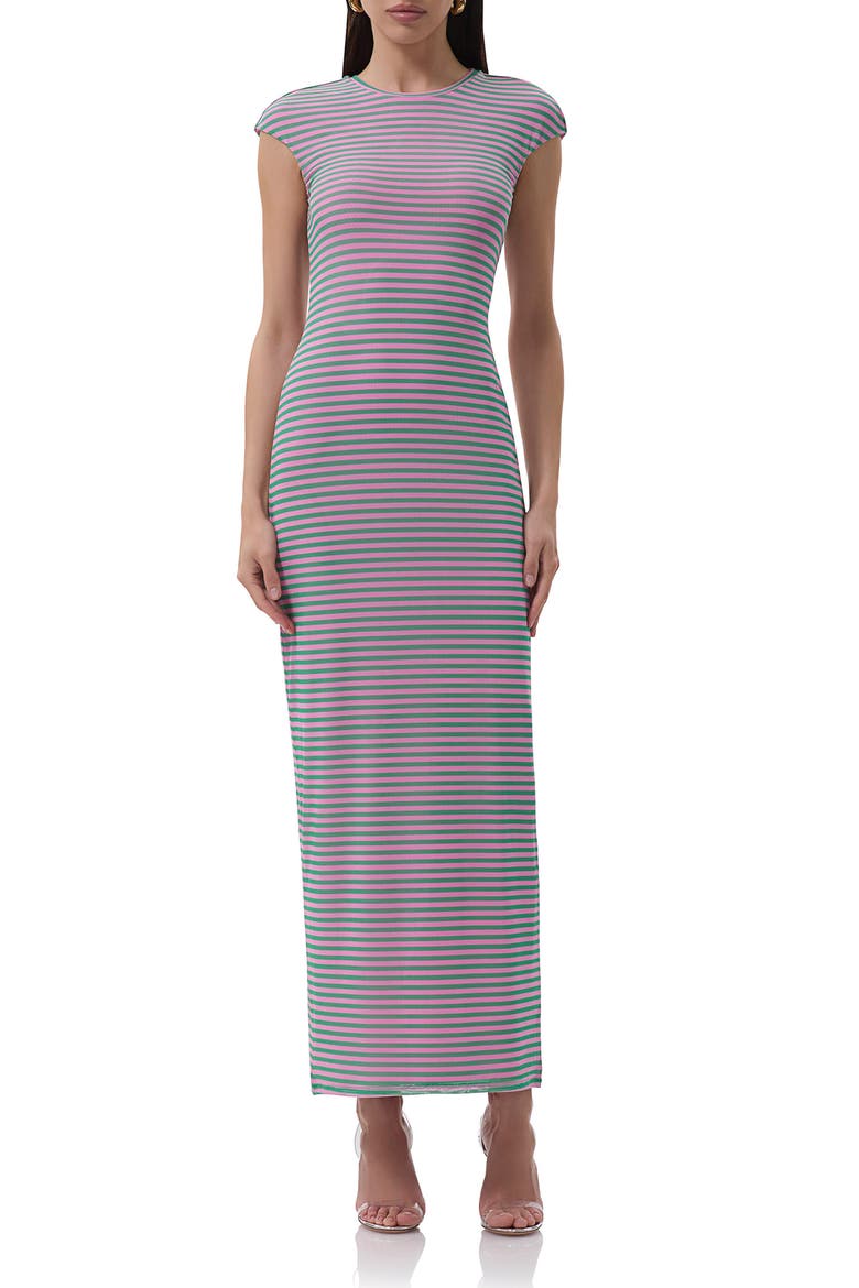 Cody Mesh Maxi Dress, Main, color, ROSE STRIPE