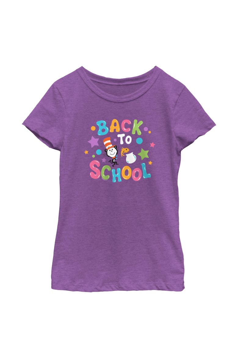 Girl's Dr. Seuss Colorful Back To School  Graphic T-Shirt, Main, color, Purple Berry