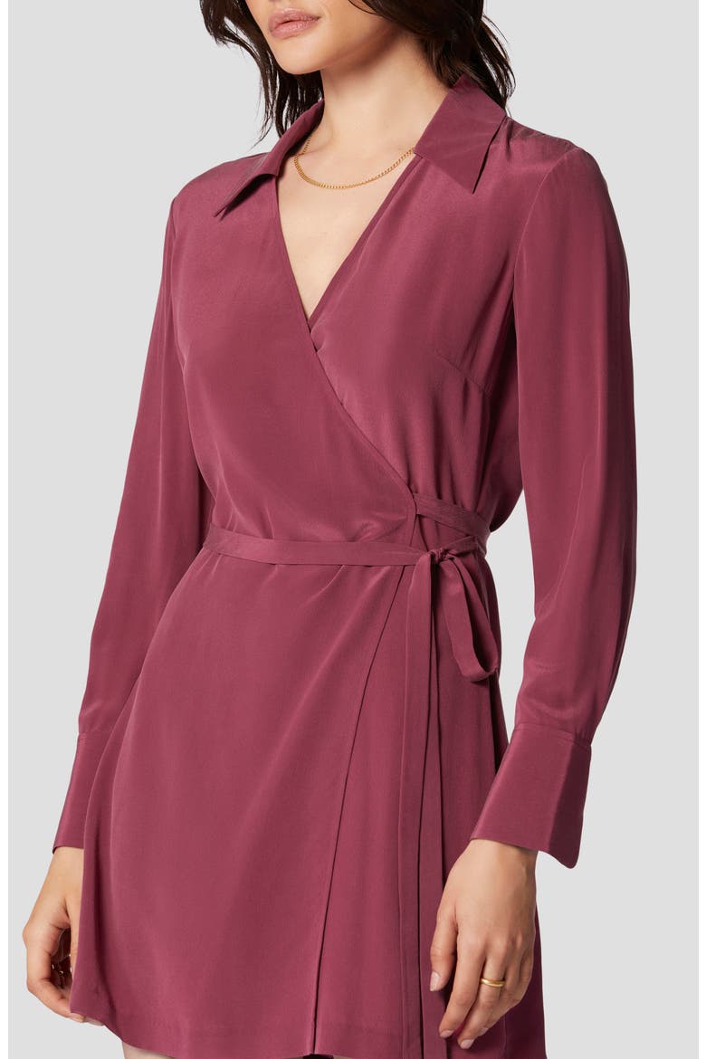 Antheme Long Sleeve Silk Wrap Dress, Alternate, color, RHODODENDRON