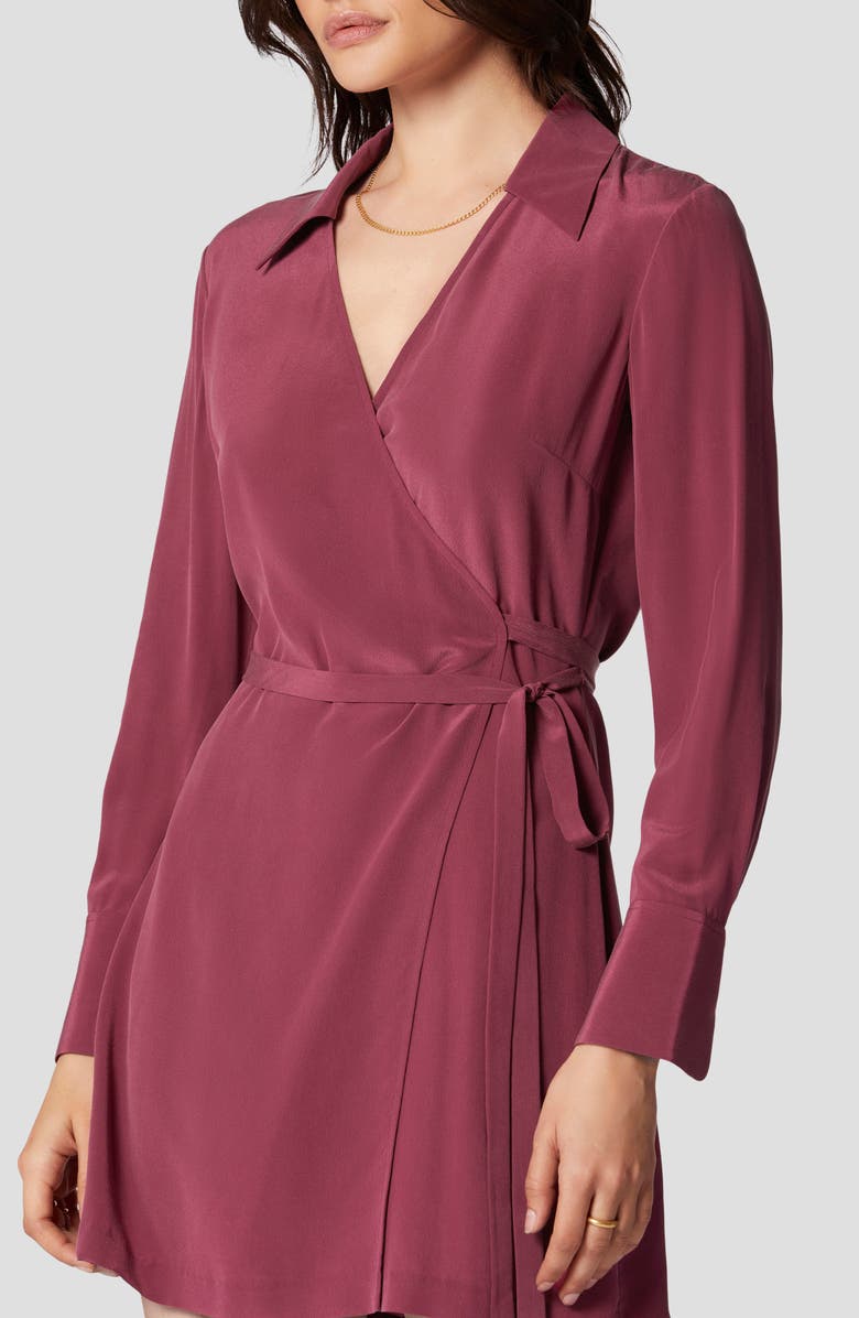 Equipment Antheme Long Sleeve Silk Wrap Dress, Alternate, color, Rhododendron