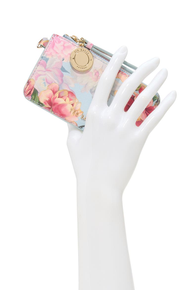 Lulu Floral Print Card Case, Alternate, color, BRIGHT BLUE MULTI