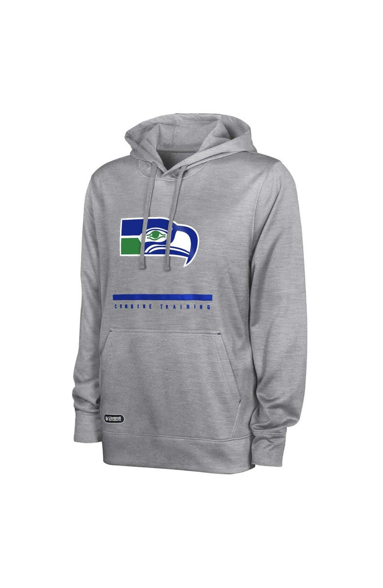 Outerstuff Men's Heather Gray Seattle Seahawks Grid Drill Streak Fleece Pullover Hoodie, Alternate, color, 