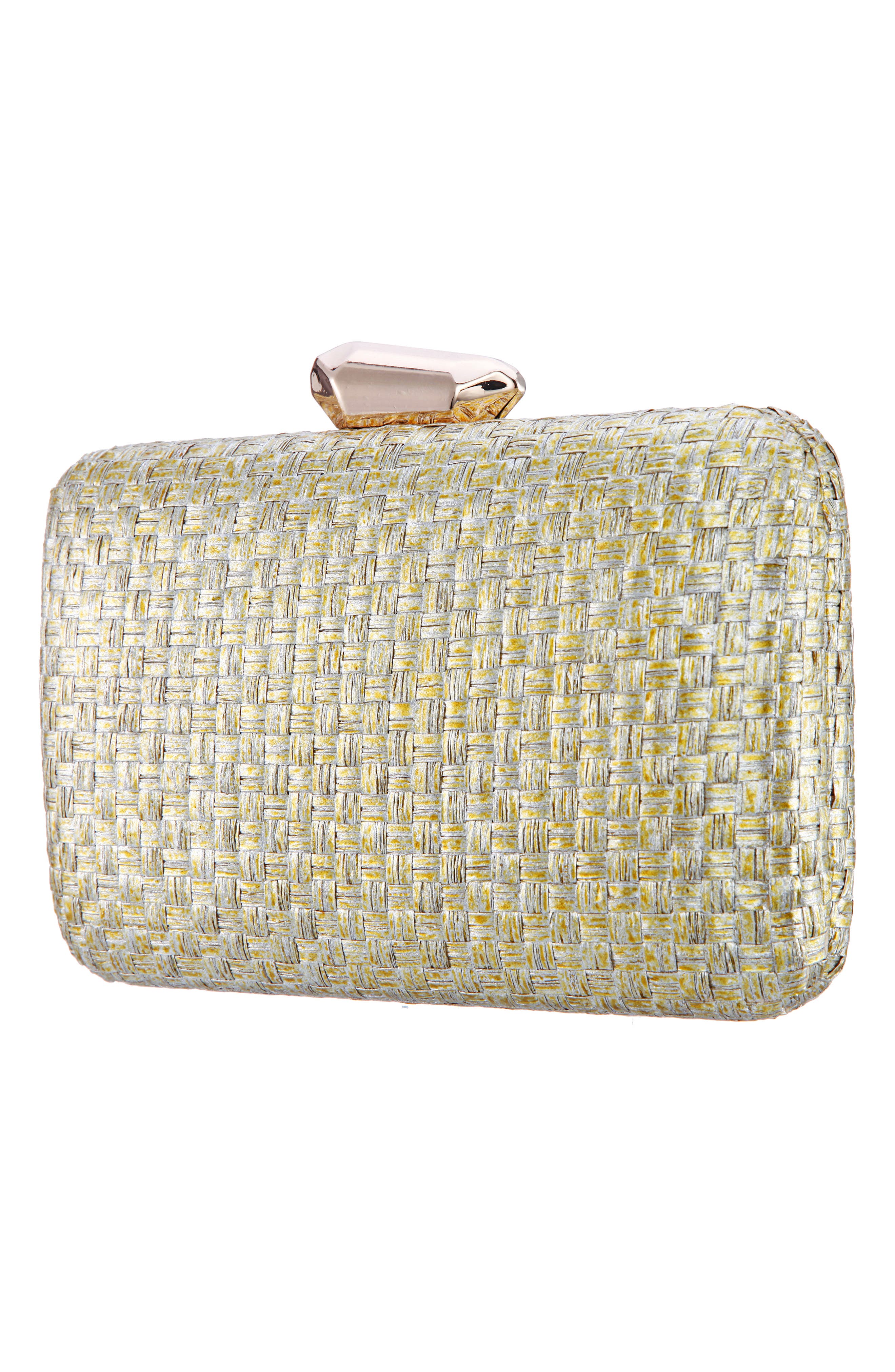 Nina Metallic Woven Minaudière, Alternate, color, 
