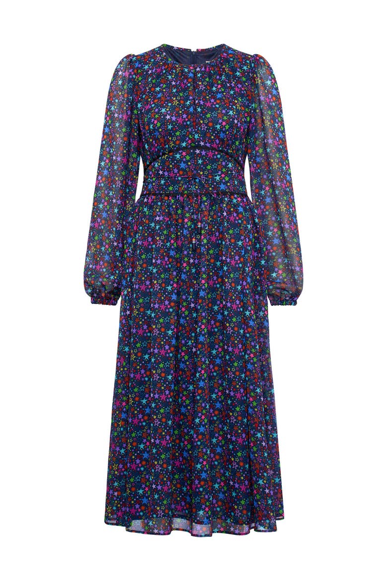 Silk Georgette Printed Dress, Alternate, color, Blue / Multicolour