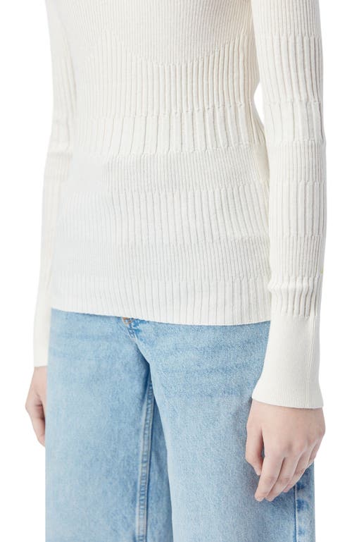 Gobi Mongolian Cashmere Ribbed Cotton Silk Cashmere Blend Sweater In White