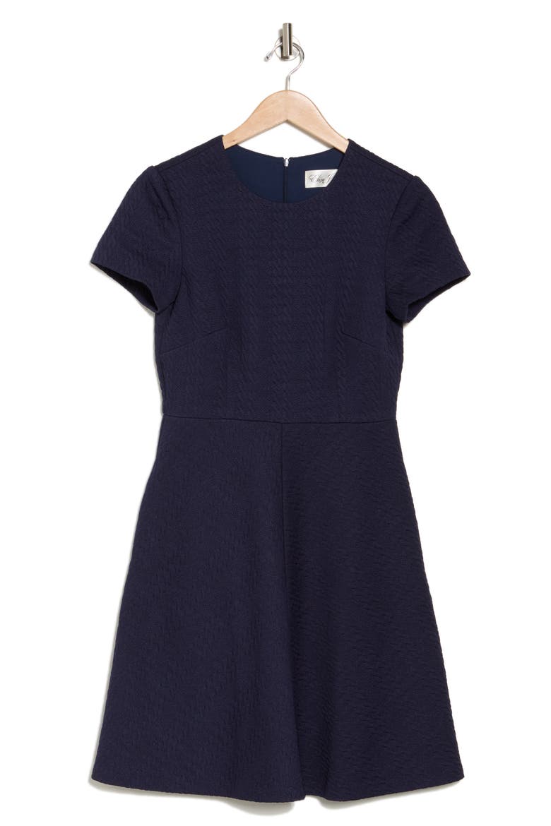 Jewel Neck Fit & Flare Dress, Alternate, color, NAVY