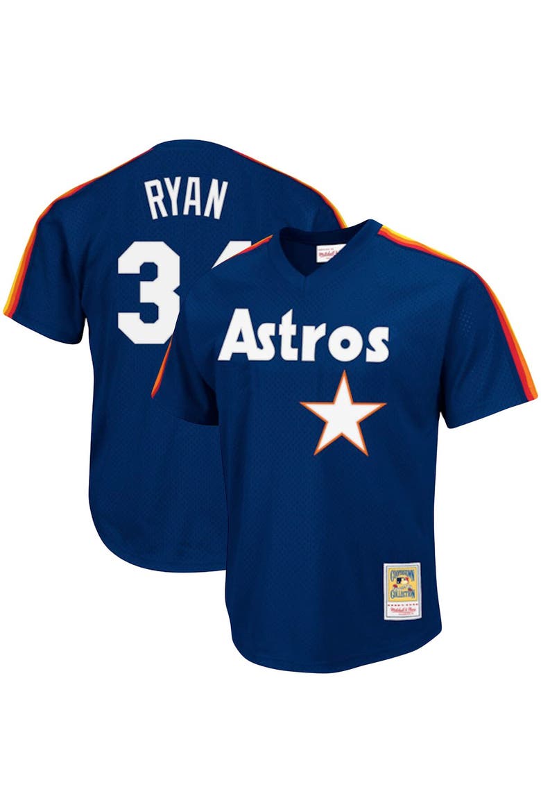 Men's Mitchell & Ness Nolan Ryan Navy Houston Astros Cooperstown Collection Big & Tall Mesh Batting Practice Jersey, Main, color, Navy