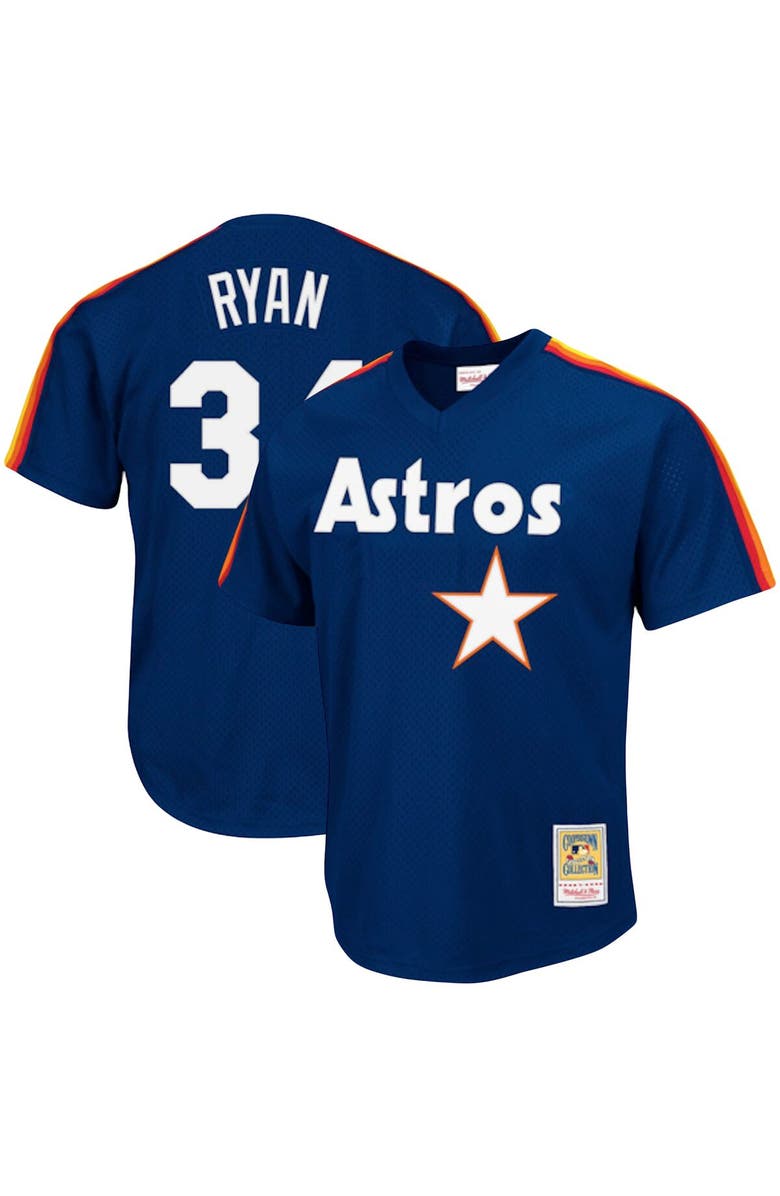 Mitchell & Ness Men's Mitchell & Ness Nolan Ryan Navy Houston Astros Cooperstown Collection Big & Tall Mesh Batting Practice Jersey, Main, color, 