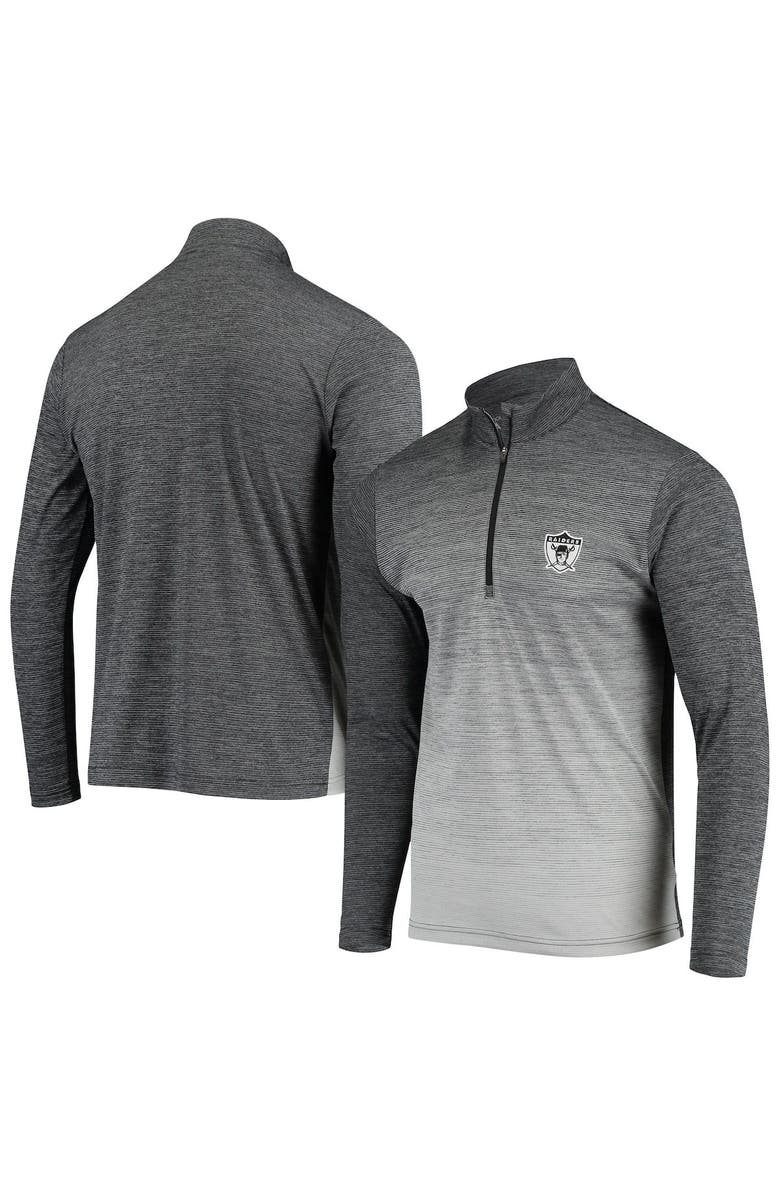 ANTIGUA Men's Antigua Black/Heathered Gray Las Vegas Raiders Throwback Cycle Quarter-Zip Jacket, Alternate, color, 