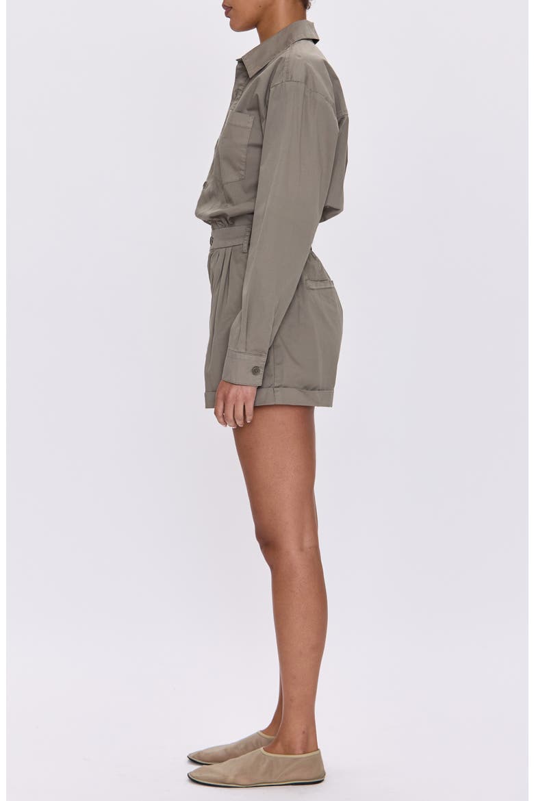 Archie Long Sleeve Stretch Cotton Romper, Alternate, color, SOFT MOSS