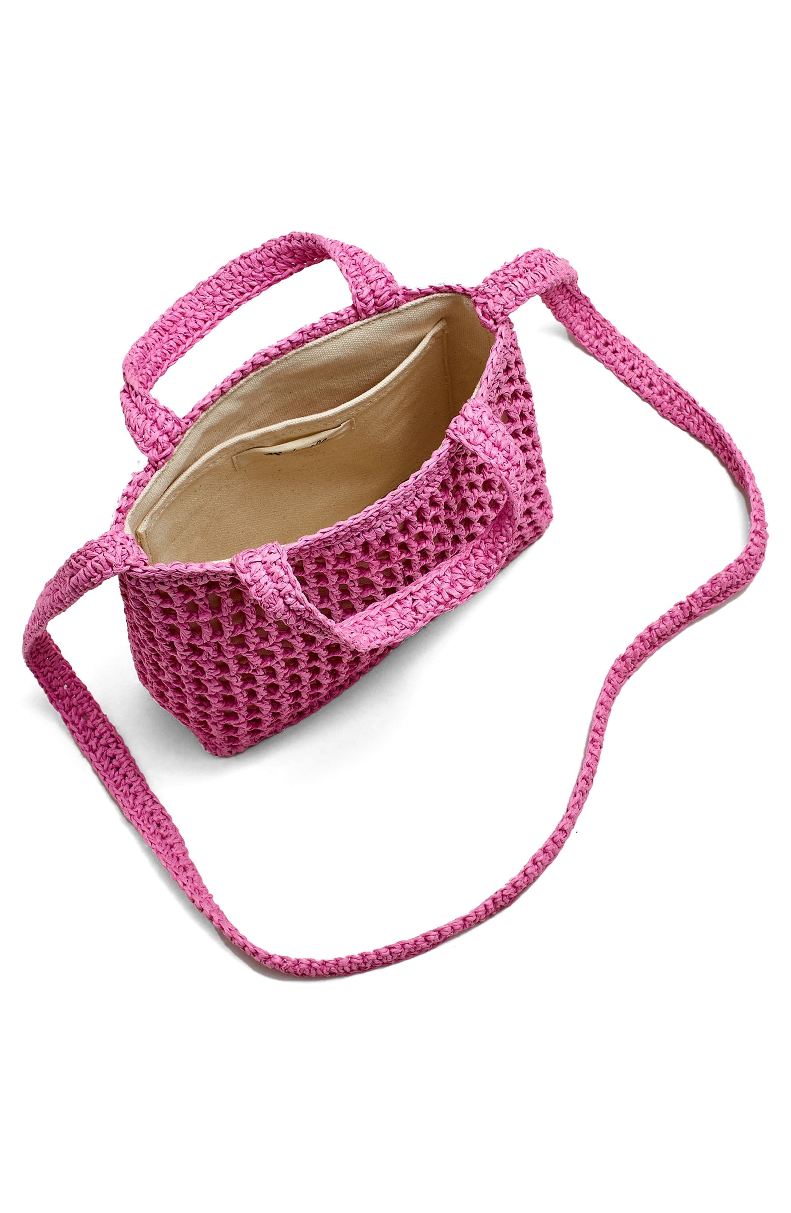 Madewell The Small Transport Straw Crossbody, Alternate, color, Retro Pink