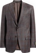 Heritage Gold Milano Regular Fit Brown Shadow Plaid Super 130s Wool Sport Coat
