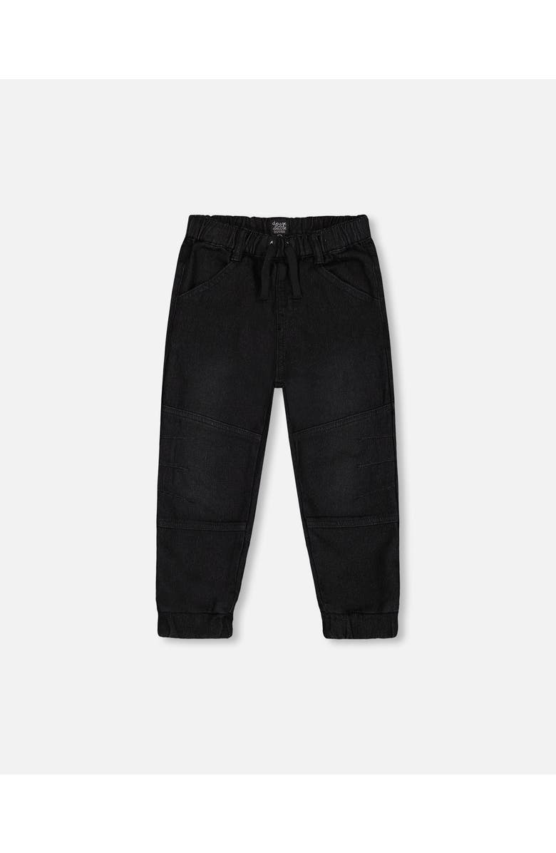 Deux par Deux Little Boy's French Terry Jogger Pants Black Denim, Main, color, 
